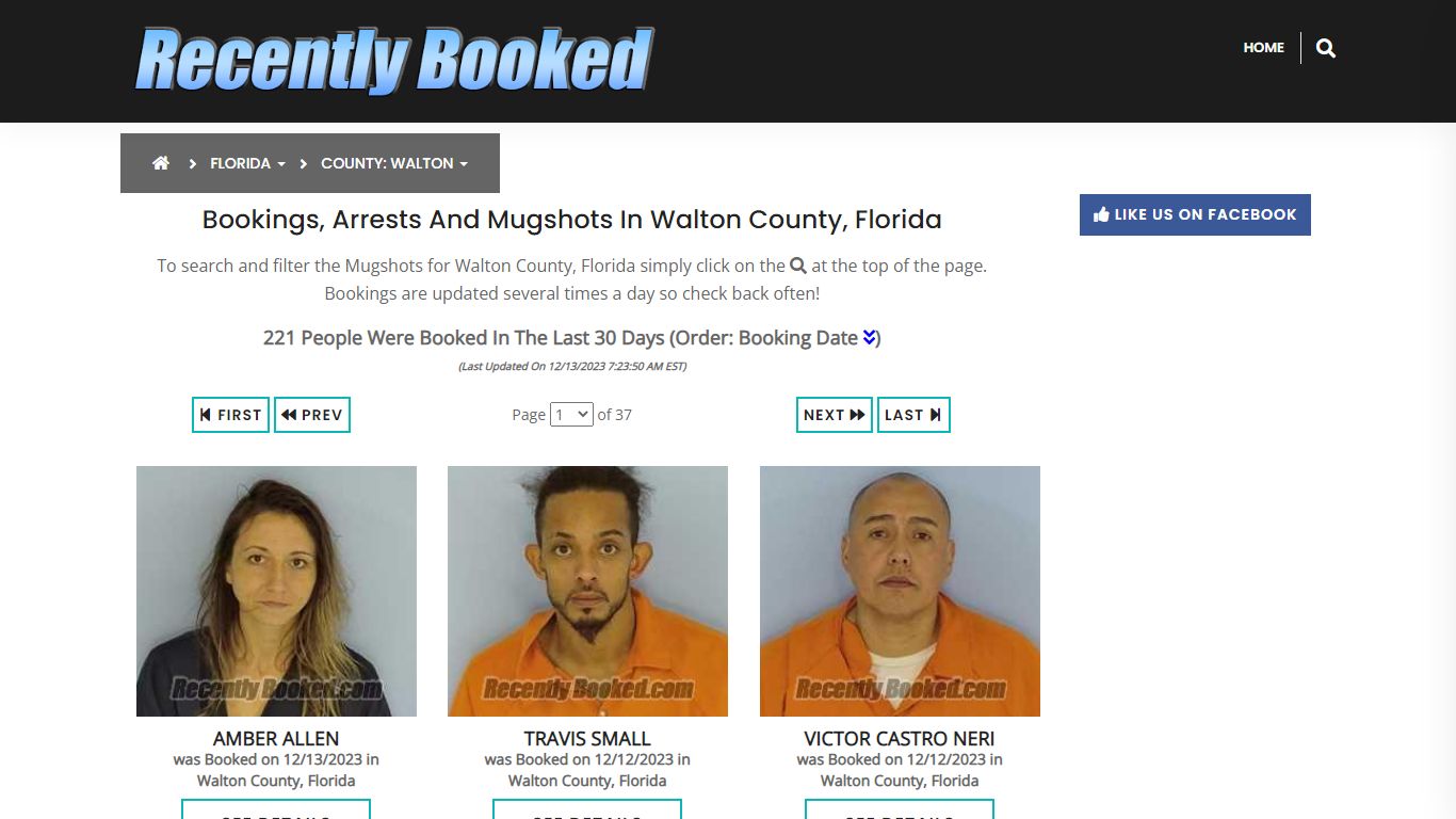 Recent bookings, Arrests, Mugshots in Walton County, Florida
